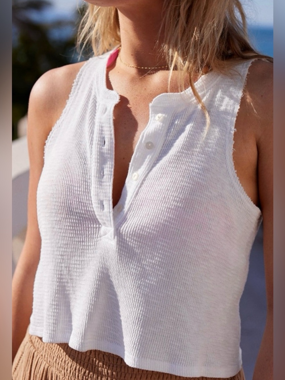 Aerie Waffle Knit Cropped Tank Top Grey, size M, like new!